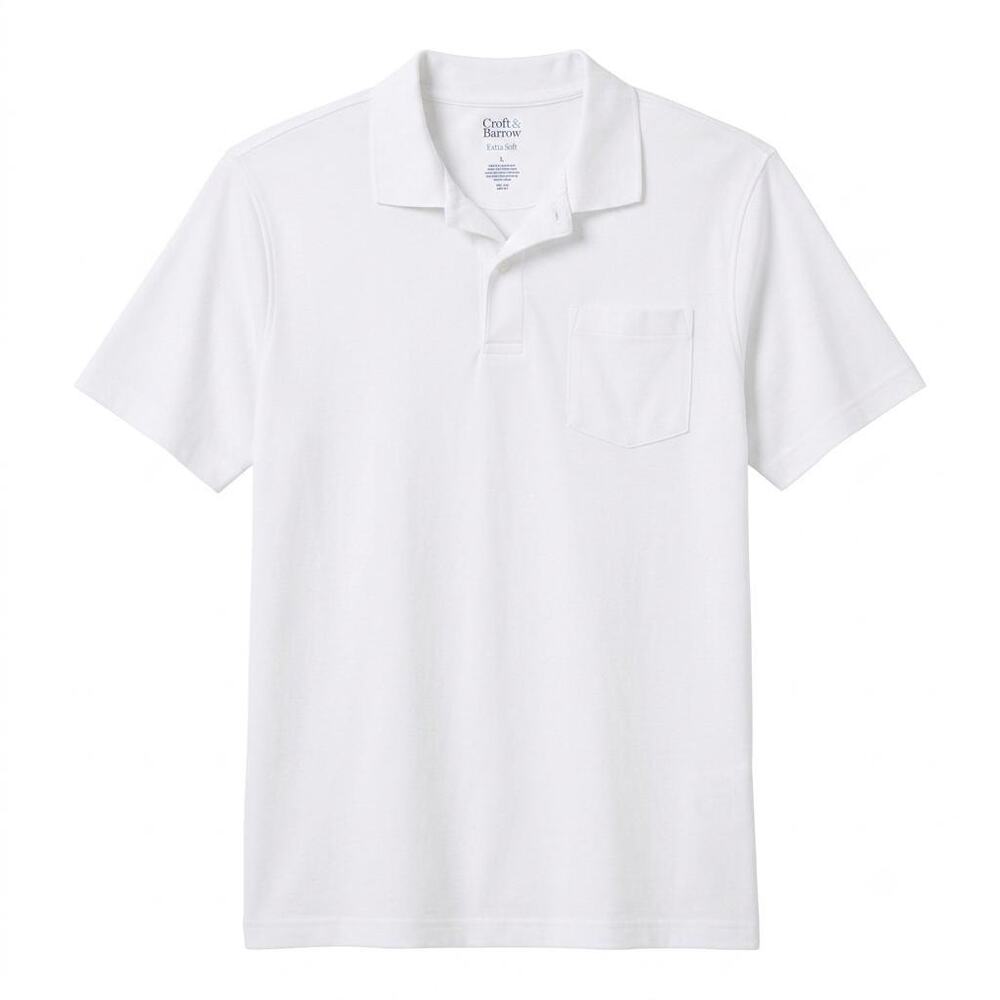 Croft & Barrow Men's White Extra-Soft Pocket Polo Shirt